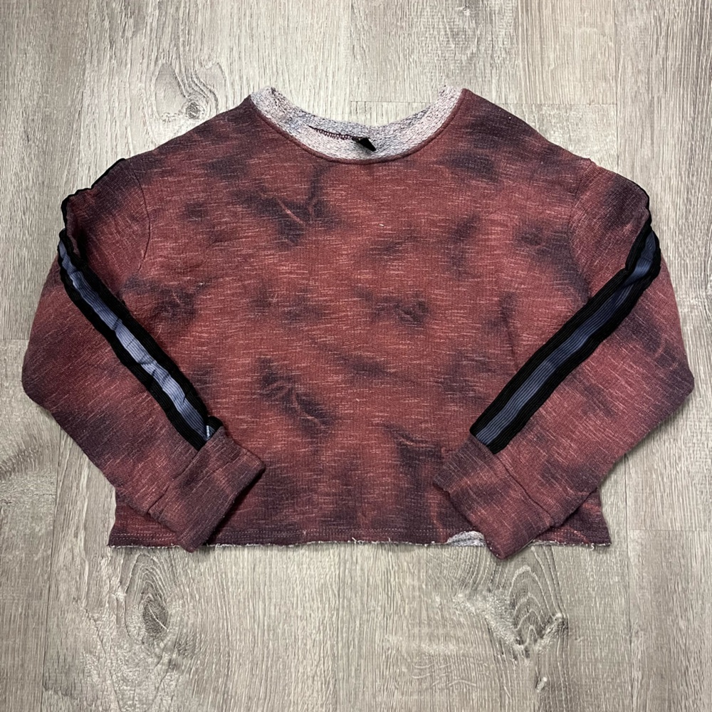 Girl's Pixie Lane Pink and Black Tie‎ Dye Crop Sweatshirt- Size 6- Pre-owned